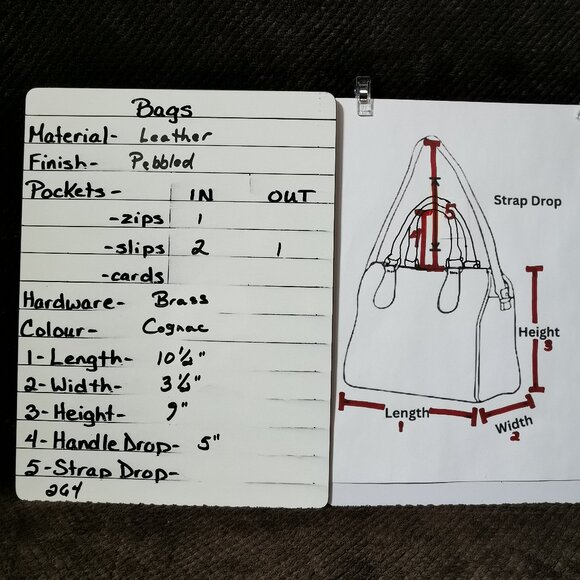 Cognac/Brass Pebbled Leather Tote #264 - Picture 12 of 12